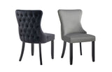 NNEDSZ Paris Dark Grey Velvet and black Rubberwood Upholstered Dining Chairs Tufted Back -Set of 2