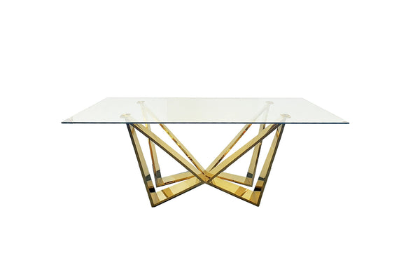NNEDSZ Roula Gold Dining Table - Clear Glass - 240cm x 110cm