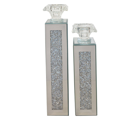 NNEDSZ Crystal Crushed Candle Holder - Set of 2