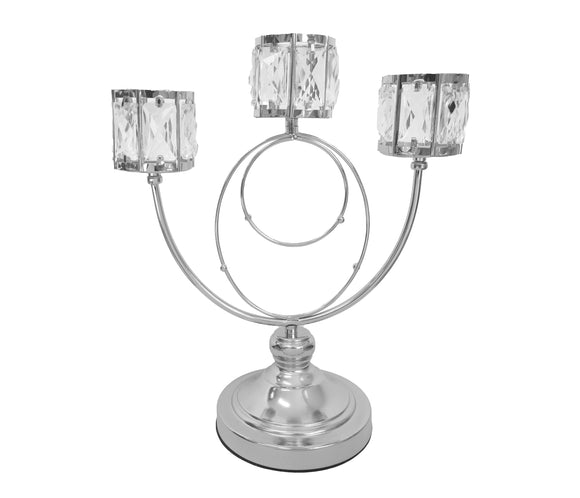 NNEDSZ Trio Crystal Candle Holder - Silver