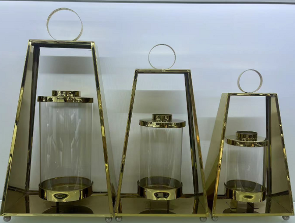 NNEDSZ Tear Steel Lanterns Set of 3 Gold