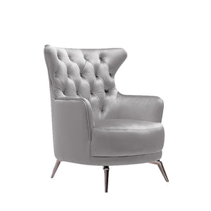 NNEDSZ GRAND Tufted Velvet Light Grey Arm Chair