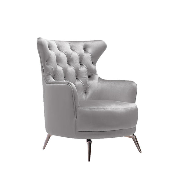 NNEDSZ GRAND Tufted Velvet Light Grey Arm Chair