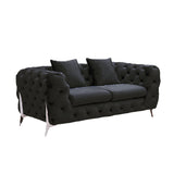 NNEDSZ Grand Tufted Lounge - Black Velvet - Silver Legs