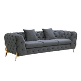 NNEDSZ Grand Tufted Lounge - Dark Grey Velvet - Gold Legs