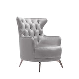 NNEDSZ Grand Tufted Lounge - Light Grey Velvet - Silver Legs