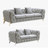 NNEDSZ Grand Tufted Lounge - Light Grey Velvet - Silver Legs