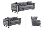 NNEDSZ Madeline Range - Dark Grey Velvet 3+2+1 - Silver Trims