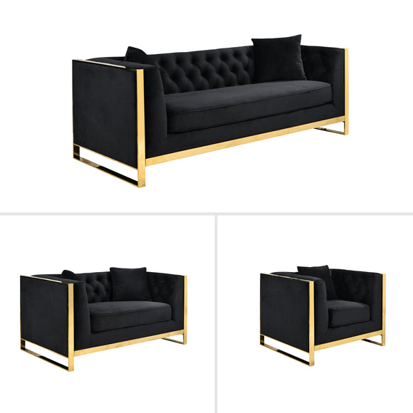 NNEDSZ William Lounge - Black Velvet - Gold Trims