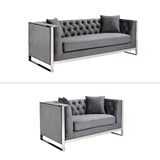 NNEDSZ William Lounge - Dark Grey Velvet - Silver Trims