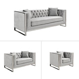 NNEDSZ William Lounge - Light Grey Velvet - Silver Trims