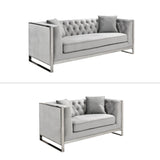 NNEDSZ William Lounge - Light Grey Velvet - Silver Trims
