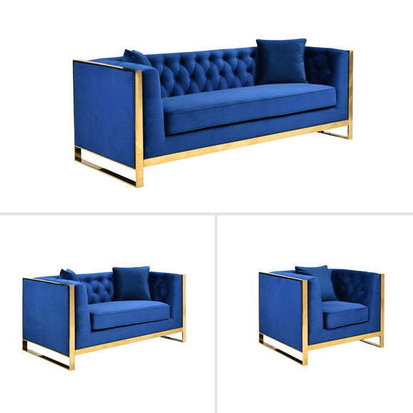 NNEDSZ William Lounge - Blue Velvet - Gold Trims