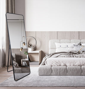 NNEDSZ Metal Rectangle Black Free Standing Mirror - 50cm x 170cm