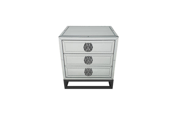 NNEDSZ Athens Mirrored Bed Side Table -Black