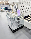 NNEDSZ Athens Mirrored Bed Side Table -Black