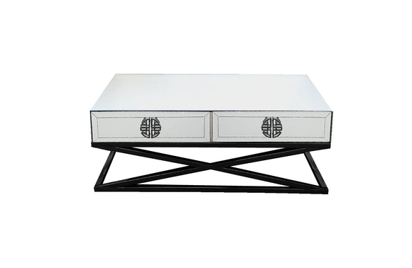 NNEDSZ Athens Mirrored Coffee Table- Black Legs