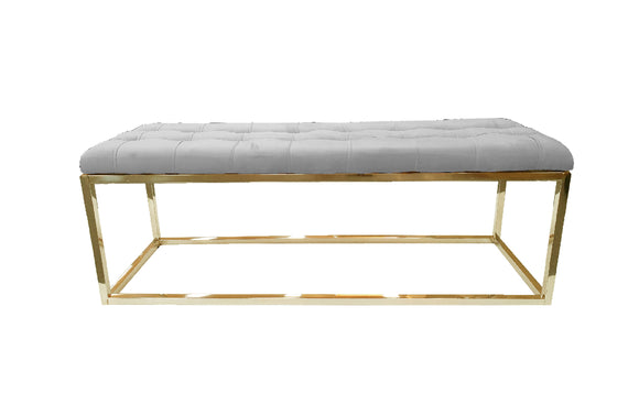 NNEDSZ Holly Ottoman Gold Base - Light Grey Seat