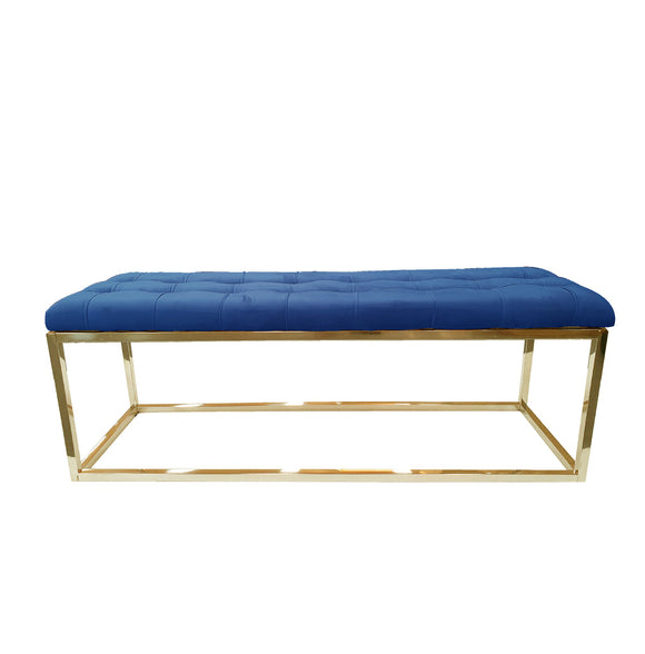 NNEDSZ Holly Ottoman Gold Base - Blue Seat