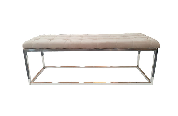 NNEDSZ Holly Ottoman Silver Base -  Beige Seat