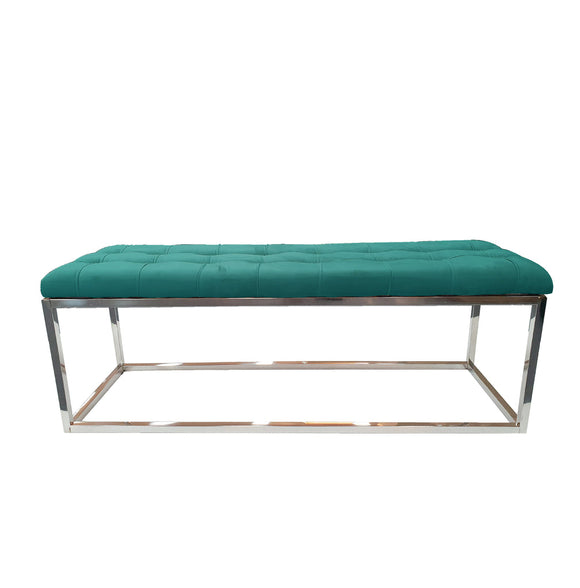 NNEDSZ Holly Ottoman Silver Base -  Green Seat