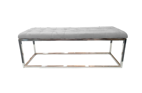 NNEDSZ Holly Ottoman Silver Base - Light Grey Seat