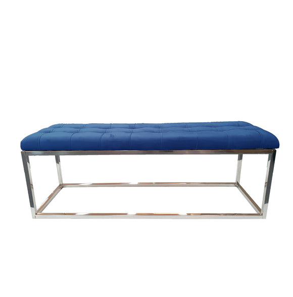 NNEDSZ Holly Ottoman Silver Base - Blue Seat