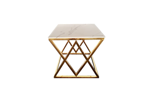 NNEDSZ Alsea Side Table Gold Base - White Marble