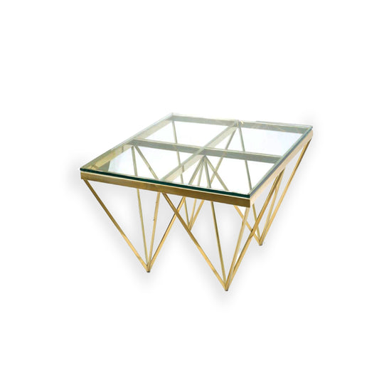 NNEDSZ Pinnacle Gold Side Table - Clear Glass