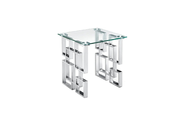 NNEDSZ Royale Silver Side Table -Clear Glass