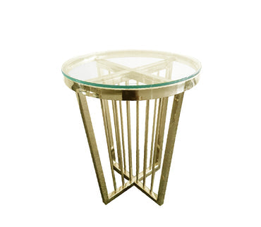 NNEDSZ Salina Side Table 45cm Gold Base - Clear Glass