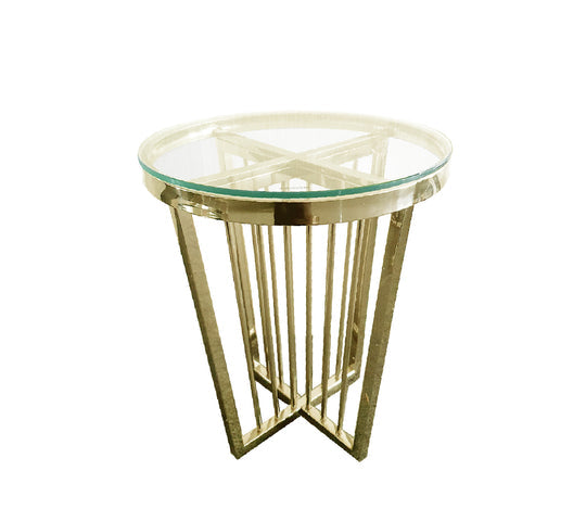 NNEDSZ Salina Side Table 45cm Gold Base - Clear Glass