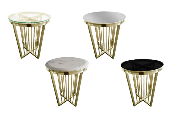 NNEDSZ Salina Side Table 45cm Gold Base - White Marble