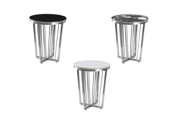 NNEDSZ Salina Side Table 45cm Silver Base - Clear Glass