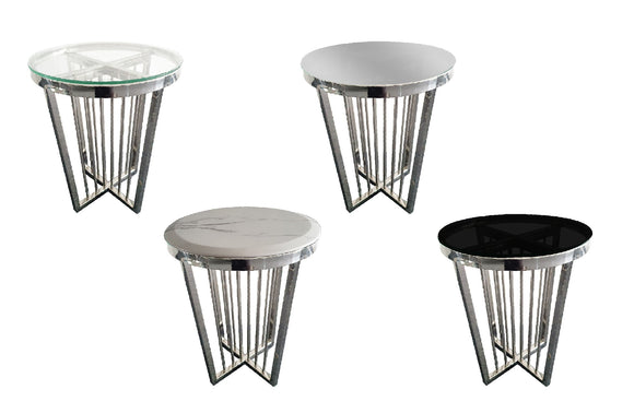 NNEDSZ Salina Side Table 45cm Silver Base - White Marble