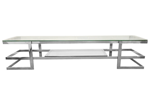 NNEDSZ Alexa Silver TV Unit - Clear Glass
