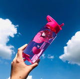 NNEDSZ Tinc Pink Flip Straw Water Bottle