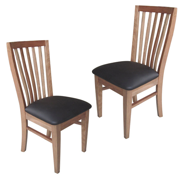 NNEDSZ Fairmont 2pc Set Dining Chair PU Leather Seat Slat Back Solid Oak Timber Wood