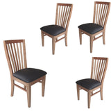 NNEDSZ Fairmont 4pc Set Dining Chair PU Leather Seat Slat Back Solid Oak Timber Wood