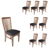 NNEDSZ Fairmont 8pc Set Dining Chair PU Leather Seat Slat Back Solid Oak Timber Wood