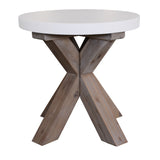 NNEDSZ 50cm Round Lamp Table with Concrete Top - White