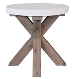 NNEDSZ 50cm Round Lamp Table with Concrete Top - White