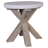 NNEDSZ 50cm Round Lamp Table with Concrete Top - White