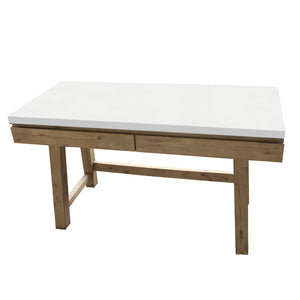 NNEDSZ 140cm Computer Writing Desk with Concrete Top - White