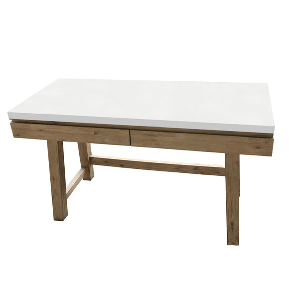 NNEDSZ 140cm Computer Writing Desk with Concrete Top - White