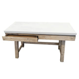 NNEDSZ 140cm Computer Writing Desk with Concrete Top - White