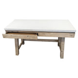 NNEDSZ 140cm Computer Writing Desk with Concrete Top - White