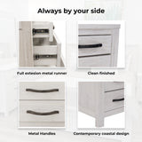 NNEDSZ Foxglove Bedside Tables 3 Drawers Storage Cabinet Shelf Side End Table - White