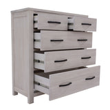 NNEDSZ Foxglove Tallboy 5 Chest of Drawers Solid Ash Wood Bed Storage Cabinet - White