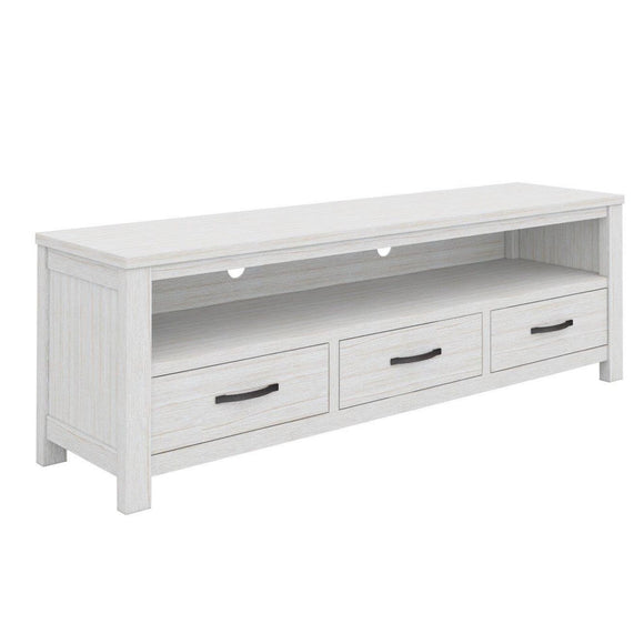 NNEDSZ Foxglove ETU Entertainment TV Unit 166cm 3 Drawer Solid Mt Ash Wood - White